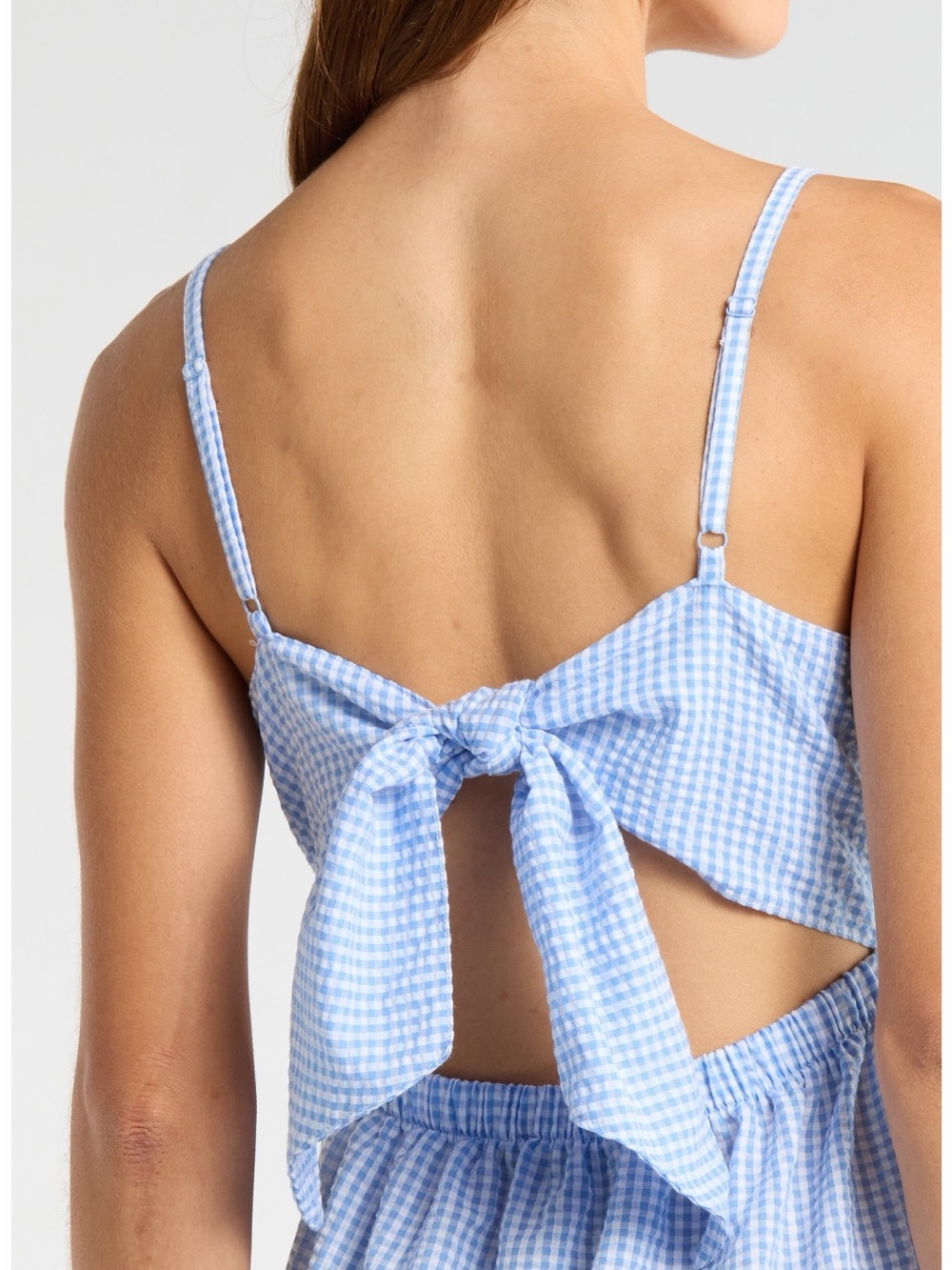 Steve Madden Ashlynn Midi Dress Blue White Gingham A-Line Bow Women’s L 10 NWOT - Picture 4 of 9